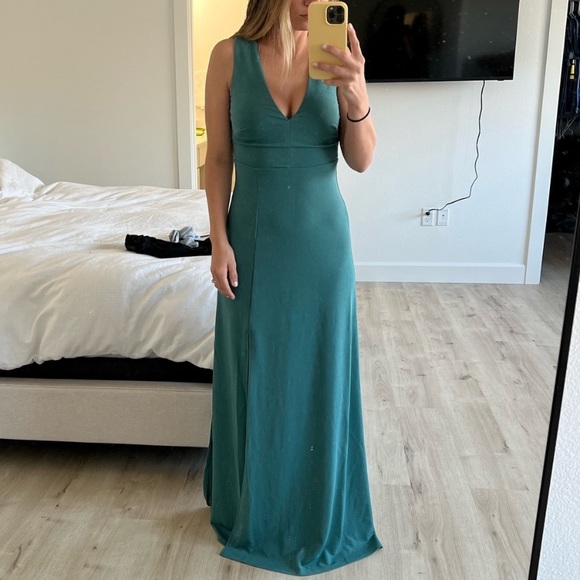 New NWT Birdy Grey “Shamin” Long Crepe Gown Maxi Dress Sea Glass GreenSleeveless - Picture 7 of 12